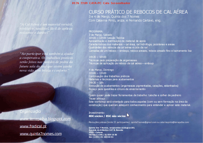 Curso prático de rebocos de Cal Aérea